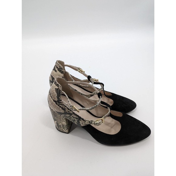 Cole Haan Shoes - Cole Haan women SZ 8.5B T Strap Suede Leather Block Career Cocktail Heel